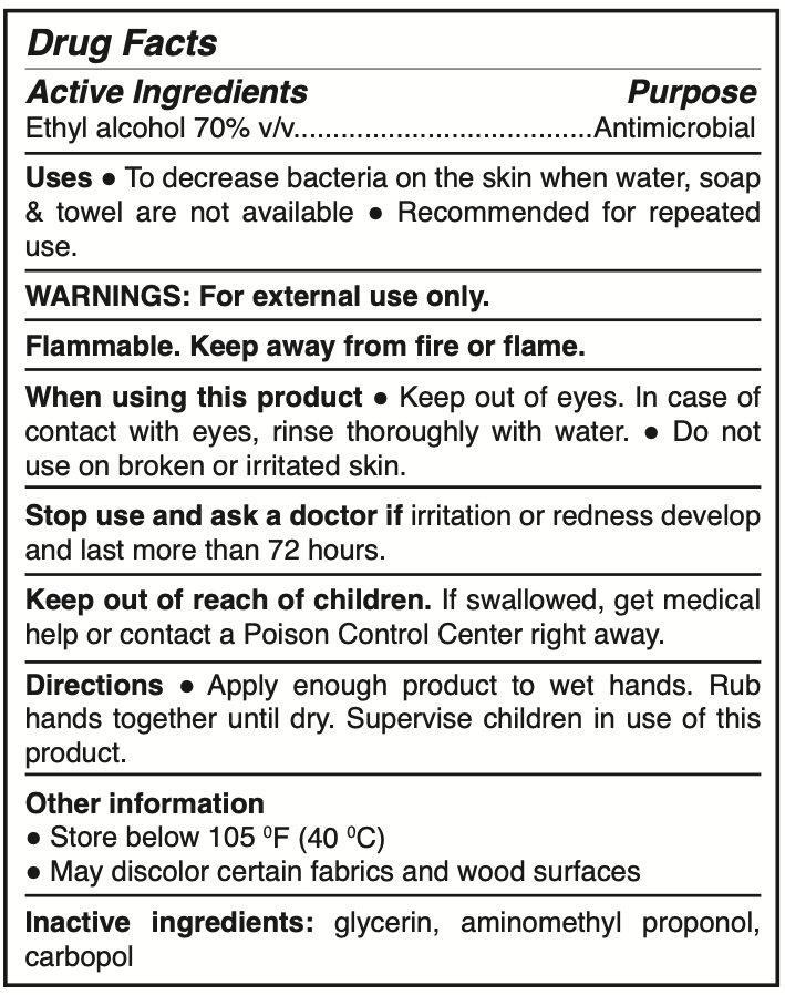 Bulk Hand Sanitizer Label